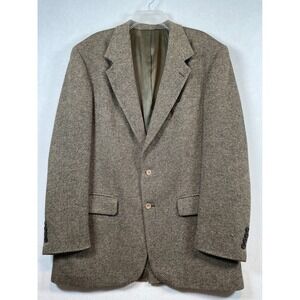 Lord & Taylor Bill Blass Menswear Tweed Blazer Jacket Brown Beige Herringbone